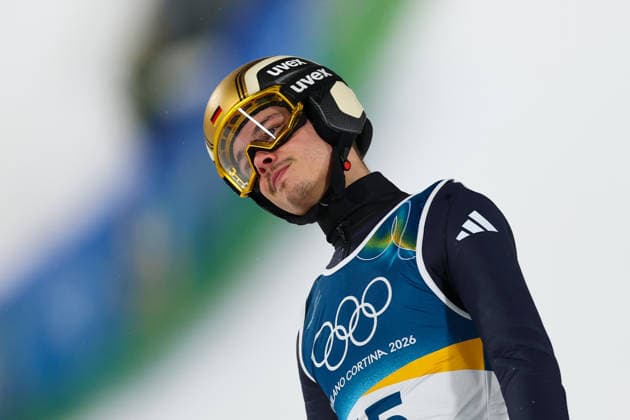 Olympische Winterspiele Milano Cortina 2026 Skispringen Großschanze Einzel Männer am 14.02.2026 an der Predazzo Ski jumping, Skispringen, Ski, nordisch Stadium in Predazzo Philipp Raimund ( Deutschland ) *** Olympic Winter Games Milano Cortina 2026 Ski Jumping Large Hill Individual Men on 14 02 2026 at the Predazzo Ski Jumping Stadium in Predazzo Philipp Raimund Germany xMSx