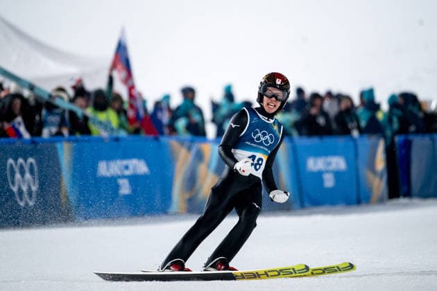 NIKAIDO Ren (Japan) jubelt im Ziel ueber einen guten Sprung, ITA, Olympische Spiele Milano Cortina 2026, Olympia, Skispringen, Großschanze Herren Einzel, 14.02.2026 ITA, Olympische Spiele Milano Cortina 2026, Olympia, Skispringen, Großschanze Herren Einzel, 14.02.2026 Predazzo *** NIKAIDO Ren Japan celebrates a good jump at the finish, ITA, Olympic Games Milano Cortina 2026, Olympics, Ski jumping, Large hill mens singles, 14 02 2026 ITA, Olympic Games Milano Cortina 2026, Olympics, Ski jumping, Large hill mens singles, 14 02 2026 Predazzo Copyright: xEibner-Pressefoto Memmlerx EP_MMR