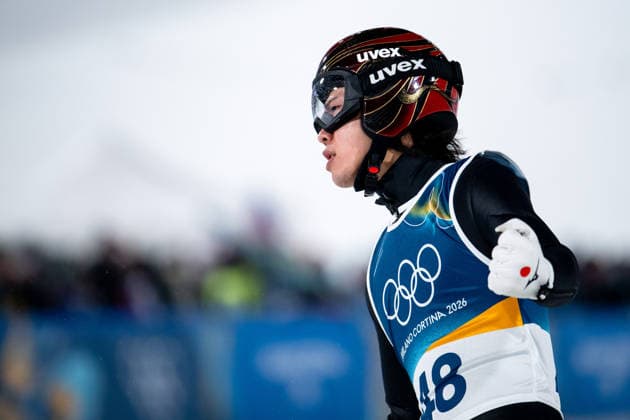 NIKAIDO Ren (Japan) jubelt im Ziel ueber einen guten Sprung, ITA, Olympische Spiele Milano Cortina 2026, Olympia, Skispringen, Großschanze Herren Einzel, 14.02.2026 ITA, Olympische Spiele Milano Cortina 2026, Olympia, Skispringen, Großschanze Herren Einzel, 14.02.2026 Predazzo *** NIKAIDO Ren Japan celebrates a good jump at the finish, ITA, Olympic Games Milano Cortina 2026, Olympics, Ski jumping, Large hill mens singles, 14 02 2026 ITA, Olympic Games Milano Cortina 2026, Olympics, Ski jumping, Large hill mens singles, 14 02 2026 Predazzo Copyright: xEibner-Pressefoto Memmlerx EP_MMR