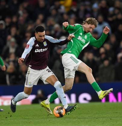 Morgan Rogers of Aston Villa in action with Nick Woltemade of Newcastle United Aston Villa v Newcastle United, Emirates FA Cup, Fourth Round, Football, Villa Park, Birmingham, UK - 14 Feb 2026Birmingham Villa Park United Kingdom EDITORIAL USE ONLY No use with unauthorised audio, video, data, fixture lists, club league logos or live services. Online in-match use limited to 120 images, no video emulation. No use in betting, games or single club league player publications. Copyright: xAlanxWalter Shutterstockx 16608496au