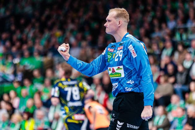 David Spaeth (Rhein-Neckar Loewen, 29) jubelt freut sich GER, GWD Minden vs. Rhein-Neckar Loewen, Handball, 1. Bundesliga, 21. Spieltag, Spielzeit 2025 2026, 14.02.2026 GER, GWD Minden vs. Rhein-Neckar Loewen, Handball, 1. Bundesliga, 21. Spieltag, Spielzeit 2025 2026, 14.02.2026 Minden Copyright: xEibner-Pressefoto JanxRollingerx EP_JSK