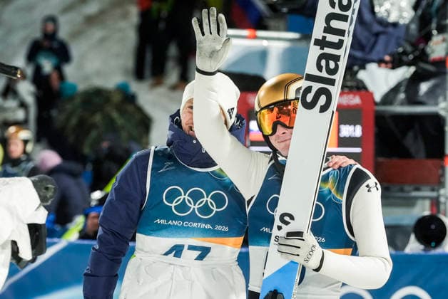 Winter Olympics in Milan Cortina 2026 Val di Fiemme, Italy 20260214. Domen Prevc from Slovenia during the 2nd round of the men s large hill jump at the Predazzo Ski jumping, Skispringen, Ski, nordisch Staudium during the Winter Olympics in Milano Cortina 2026. Photo: Terje Pedersen NTB Val di Fiemme Italy EDITORIAL USE ONLY. RESTRICTED USE FOR BETTING COMPANIES Ref:_SPO7X9OXN0sQBg.jpg *** Winter Olympics in Milan Cortina 2026 Val di Fiemme, Italy 20260214 Domen Prevc from Slovenia during the 2nd round of the men s large hill jump at the Predazzo Ski Jumping Staudium during the Winter Olympics in Milano Cortina 2026 Photo Terje Pedersen NTB Val di Fiemme Italy EDITORIAL USE ONLY RESTRICTED USE FOR BETTING COMPANIES  Copyright: xTerjexPedersenx xNTBx