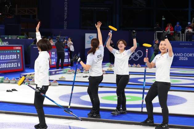 Japan team group, Mannschaftsbild, Totale (JPN), FEBRUARY 14, 2026 - Curling : Women s Round Robin match between Switzerland - Japan during the Milano Cortina 2026 Olympic Winter games, Winterspiele,Spiele, Summer games at Cortina Curling Olympic Stadium in Cortina d Ampezzo, Italy. Noxthirdxpartyxsales  aflo_319778967