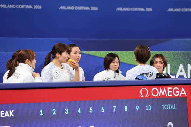 Japan team group, Mannschaftsbild, Totale (JPN), FEBRUARY 14, 2026 - Curling : Women s Round Robin match between Switzerland - Japan during the Milano Cortina 2026 Olympic Winter games, Winterspiele,Spiele, Summer games at Cortina Curling Olympic Stadium in Cortina d Ampezzo, Italy. Noxthirdxpartyxsales  aflo_319780081