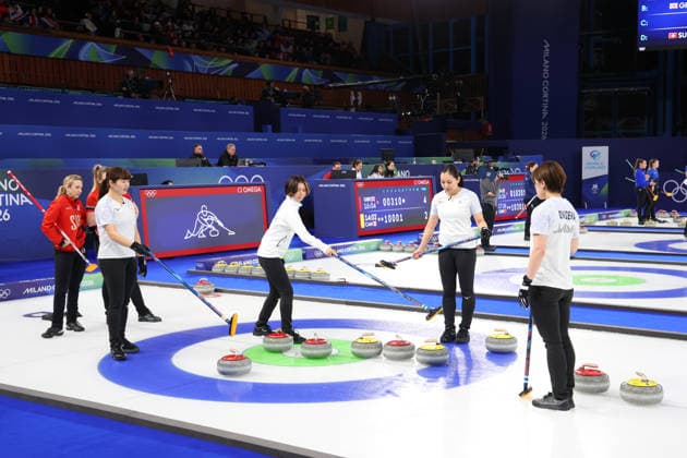 Japan team group, Mannschaftsbild, Totale (JPN), FEBRUARY 14, 2026 - Curling : Women s Round Robin match between Switzerland - Japan during the Milano Cortina 2026 Olympic Winter games, Winterspiele,Spiele, Summer games at Cortina Curling Olympic Stadium in Cortina d Ampezzo, Italy. Noxthirdxpartyxsales  aflo_319780112