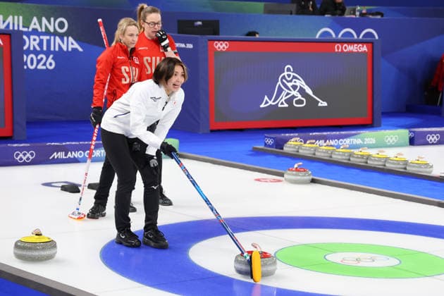 Sayaka Yoshimura (JPN), FEBRUARY 14, 2026 - Curling : Women s Round Robin match between Switzerland - Japan during the Milano Cortina 2026 Olympic Winter games, Winterspiele,Spiele, Summer games at Cortina Curling Olympic Stadium in Cortina d Ampezzo, Italy. Noxthirdxpartyxsales  aflo_319799930