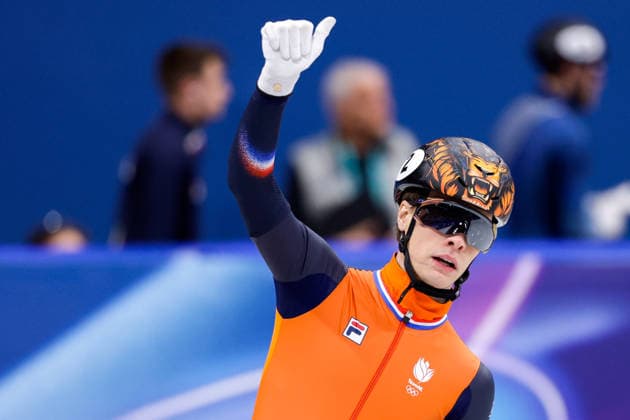 2026-02-14 Short Track Speed skating, Eisschnelllauf - Milano Cortina 2026 Winter Olympics - Day 8 MILAN, ITALY - FEBRUARY 14: Jens van t Wout of the Netherlands reacts after competing in the Men s 1500m during Day 8 of Short Track Speed Skating - Milano Cortina 2026 Winter Olympics at Milano Ice Skating Arena on February 14, 2026 in Milan, Italy. (Photo by Joris Verwijst BSR Agency) Milan Italy Content not available for redistribution in The Netherlands directly or indirectly through any third parties. Copyright: xBSRxAgencyx