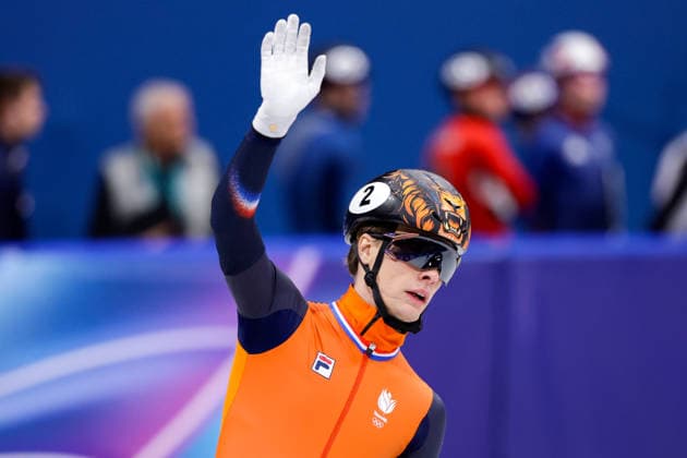 2026-02-14 Short Track Speed skating, Eisschnelllauf - Milano Cortina 2026 Winter Olympics - Day 8 MILAN, ITALY - FEBRUARY 14: Jens van t Wout of the Netherlands reacts after competing in the Men s 1500m during Day 8 of Short Track Speed Skating - Milano Cortina 2026 Winter Olympics at Milano Ice Skating Arena on February 14, 2026 in Milan, Italy. (Photo by Joris Verwijst BSR Agency) Milan Italy Content not available for redistribution in The Netherlands directly or indirectly through any third parties. Copyright: xBSRxAgencyx