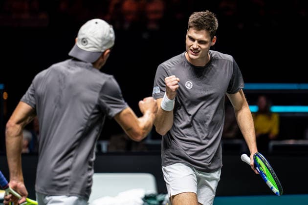 2026-02-14 ABN AMRO Open - Day Six ROTTERDAM, NETHERLANDS - FEBRUARY 14: Jakob Schnaitter, Mark Wallner celebrate during Day Six of the ABN AMRO Open at Rotterdam Ahoy on February 14, 2026 in Rotterdam, Netherlands. (Photo by Gabriel Calvino Alonso BSR Agency) Rotterdam Netherlands Content not available for redistribution in The Netherlands directly or indirectly through any third parties. Copyright: xBSRxAgencyx