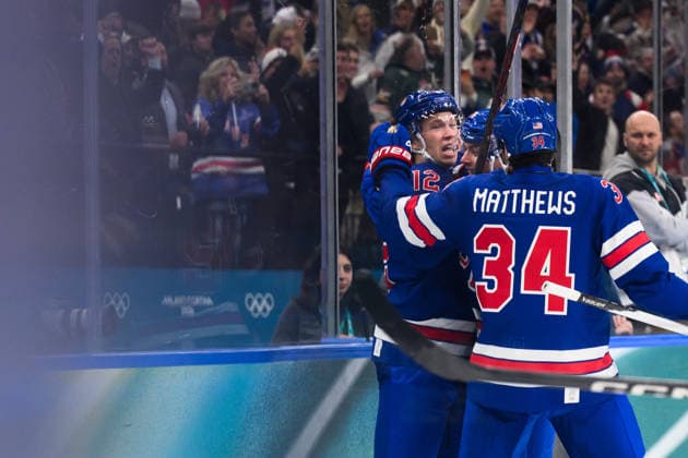 260214 Matt Boldy and Auston Matthews celebrate after 1-1 in the men s Ice hockey, Eishockey game between USA and Denmark during day 8 of the 2026 Winter Olympics on February 14, 2026 in Milan. Photo: Emma Wallskog BILDBYRAN kod EW EW0635 ishockey ice hockey Olympic Games, Olympische Spiele, Olympia, OS olympics winter olympics os ol olympiska spel vinter-os olympiske leker milano cortina 2026 milan cortina 2026 milano cortina 2026 olympic games milano cortina 2026 winter olympic games milano cortina-os milano cortina-ol vinter-ol 8 bbeng usa denmark danmark jubel *** 260214 Matt Boldy and Auston Matthews celebrate after 1 1 in the men s ice hockey game between USA and Denmark during day 8 of the 2026 Winter Olympics on February 14, 2026 in Milan Photo Emma Wallskog BILDBYRAN code EW EW0635 ice hockey ice hockey olympic games olympics winter olympics os ol olympiska spel vinter os olympiske leker milano cortina 2026 milan cortina 2026 milano cortina 2026 olympic games milano cortina 2026 winter olympic games milano cortina os milano cortina ol vinter ol 8 bbeng usa denmark danmark jubel  Copyright: EMMAxWALLSKOG BB260214EW075