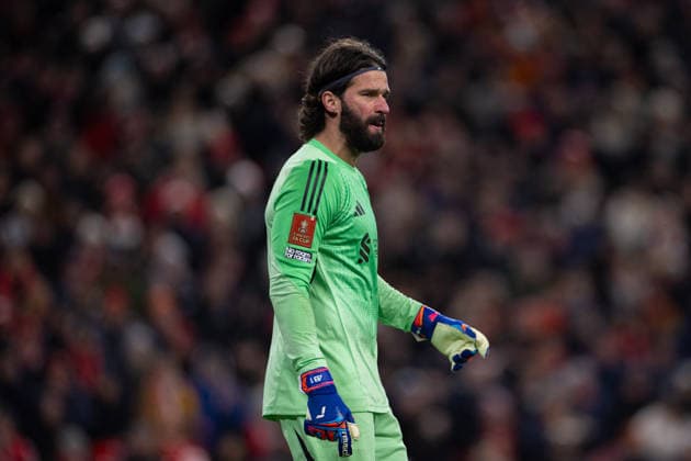Football - FA Cup - 4th Round - Liverpool FC v Brighton & Hove Albion FC LIVERPOOL, ENGLAND - Saturday, February 14, 2026: Liverpool s goalkeeper Alisson Becker during the FA Cup 4th Round match between Liverpool FC and Brighton & Hove Albion at Anfield. (Photo by David Rawcliffe Propaganda) LIVERPOOL Anfield MERSEYSIDE ENGLAND  Copyright: xPropagandaxPhotoxAgencyx P2026-02-14-Liverpool_Brighton-50