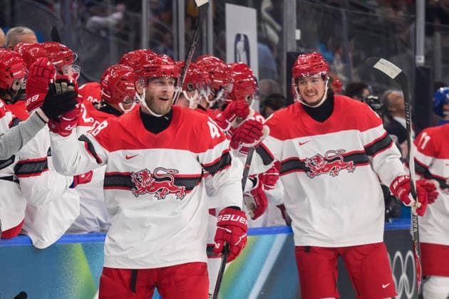 260214 Nicholas B Jensen of Denmark celebrates after 1-2 in the men s Ice hockey, Eishockey game between USA and Denmark during day 8 of the 2026 Winter Olympics on February 14, 2026 in Milan. Photo: Emma Wallskog BILDBYRAN kod EW EW0635 ishockey ice hockey Olympic Games, Olympische Spiele, Olympia, OS olympics winter olympics os ol olympiska spel vinter-os olympiske leker milano cortina 2026 milan cortina 2026 milano cortina 2026 olympic games milano cortina 2026 winter olympic games milano cortina-os milano cortina-ol vinter-ol 8 bbeng usa denmark danmark jubel  Copyright: EMMAxWALLSKOG BB260214EW083