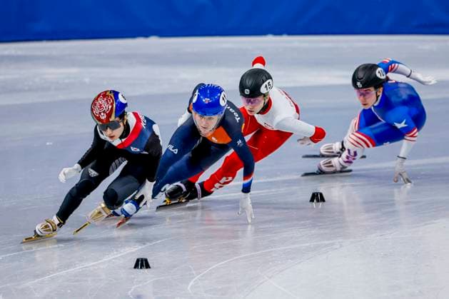 Michelle Velzeboer of the Netherlands and Gilli Kim of Republic of Korea and Kamila Sellier-Stormowska of Poland Women s 1000m, Milano Cortina 2026 Winter Olympics: Day 8, Short Track Speed skating, Eisschnelllauf - Milano Cortina 2026 Winter Olympics: Day 8, Milano Speed Skating Stadium, February 14, 2026, Milan, Italy.