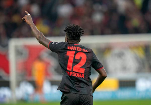 Einzelbild, Single image: Edmond TAPSOBA (Bayer 04 Leverkusen, 12) 14.02.2026, Bayer Leverkusen - FC St. Pauli, Fussball, 1.Bundesliga, GER, Leverkusen, BayArena DFL regulations prohibit any use of photographs as image sequences and or quasi-video. *** Einzelbild, Single image Edmond TAPSOBA Bayer 04 Leverkusen, 12 14 02 2026, Bayer Leverkusen FC St Pauli, Fussball, 1 Bundesliga, GER, Leverkusen, BayArena DFL regulations prohibit any use of photographs as image sequences and or quasi video Copyright: HMBxMedia xMarcoxBader