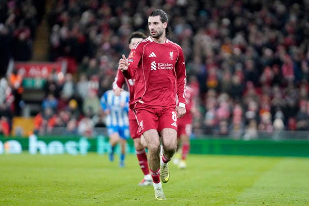 Liverpool v Brighton and Hove Albion, Liverpool, UK - 14 Feb 2026 Dominik Szoboszlai of Liverpool during the Emirates FA Cup match between Liverpool and Brighton and Hove Albion at Anfield, Liverpool on 14 February 2026 ( Liverpool Anfield Liverpool England Copyright: xHarryxCornish PPAUKx PPA-248277