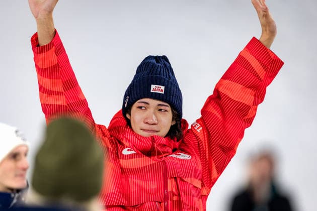 OLYMPICS - Winter Olympic Games, Olympische Spiele, Olympia, OS Milano Cortina 2026 PREDAZZO,ITALY,14.FEB.26 - OLYMPICS, Ski jumping, Skispringen, Ski, nordisch - Winter Olympic Games Milano Cortina 2026, large hill, men, medal ceremony. Image shows Ren Nikaido (JPN).  GEPAxpictures xMatthiasxTrinkl
