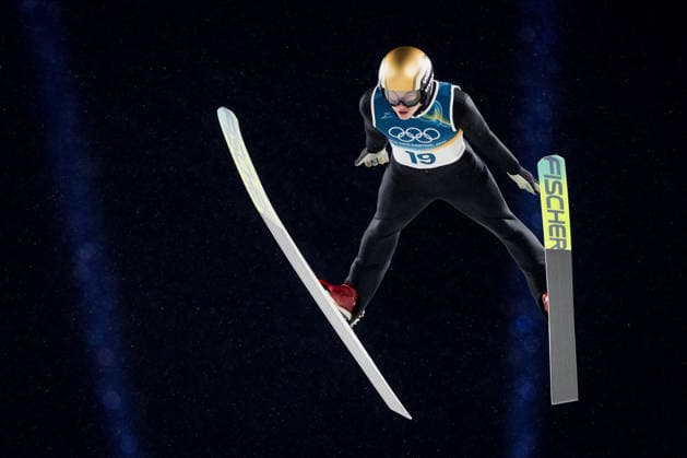 OLYMPICS - Winter Olympic Games, Olympische Spiele, Olympia, OS Milano Cortina 2026 PREDAZZO,ITALY,14.FEB.26 - OLYMPICS, Ski jumping, Skispringen, Ski, nordisch - Winter Olympic Games Milano Cortina 2026, large hill, men. Image shows Danil Vassilyev (KAZ).  GEPAxpictures xMatthiasxTrinkl
