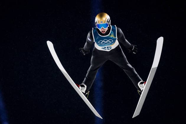 OLYMPICS - Winter Olympic Games, Olympische Spiele, Olympia, OS Milano Cortina 2026 PREDAZZO,ITALY,14.FEB.26 - OLYMPICS, Ski jumping, Skispringen, Ski, nordisch - Winter Olympic Games Milano Cortina 2026, large hill, men. Image shows Artti Aigro (EST).  GEPAxpictures xMatthiasxTrinkl