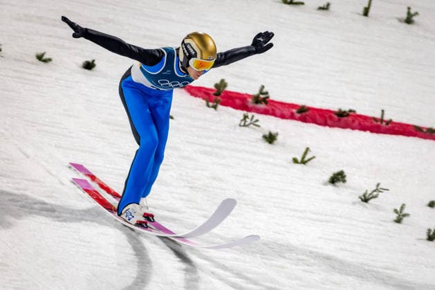 OLYMPICS - Winter Olympic Games, Olympische Spiele, Olympia, OS Milano Cortina 2026 PREDAZZO,ITALY,14.FEB.26 - OLYMPICS, Ski jumping, Skispringen, Ski, nordisch - Winter Olympic Games Milano Cortina 2026, large hill, men. Image shows Antti Aalto (FIN).  GEPAxpictures xMatthiasxTrinkl