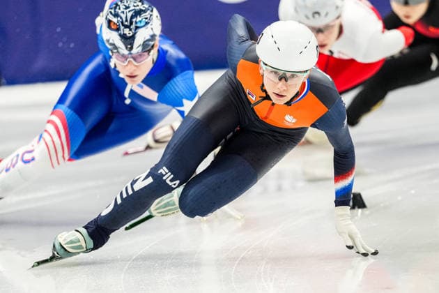 2026-02-14 - Milano Cortina 2026 Winter Olympics MILAN, ITALY - FEBRUARY 14: Selma Poutsma of Netherlands performing on the Short Track Speed skating, Eisschnelllauf during day 8 of the Milano Cortina 2026 Winter Olympics at the Milano Ice Skating Arena on February 14, 2026 in Milan, Italy Milan Milano Ice Skating Arena Italy Content not available for redistribution in The Netherlands directly or indirectly through any third parties. Copyright: xAndrexWeeningx