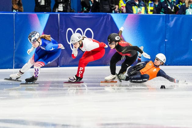 2026-02-14 - Milano Cortina 2026 Winter Olympics MILAN, ITALY - FEBRUARY 14: Selma Poutsma of Netherlands performing on the Short Track Speed skating, Eisschnelllauf during day 8 of the Milano Cortina 2026 Winter Olympics at the Milano Ice Skating Arena on February 14, 2026 in Milan, Italy Milan Milano Ice Skating Arena Italy Content not available for redistribution in The Netherlands directly or indirectly through any third parties. Copyright: xAndrexWeeningx