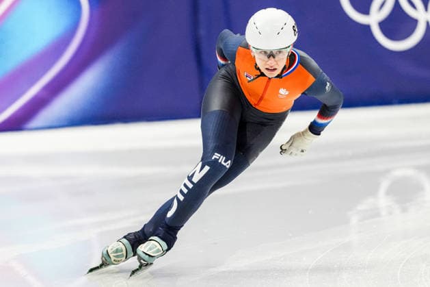 2026-02-14 - Milano Cortina 2026 Winter Olympics MILAN, ITALY - FEBRUARY 14: Selma Poutsma of Netherlands performing on the Short Track Speed skating, Eisschnelllauf during day 8 of the Milano Cortina 2026 Winter Olympics at the Milano Ice Skating Arena on February 14, 2026 in Milan, Italy Milan Milano Ice Skating Arena Italy Content not available for redistribution in The Netherlands directly or indirectly through any third parties. Copyright: xAndrexWeeningx