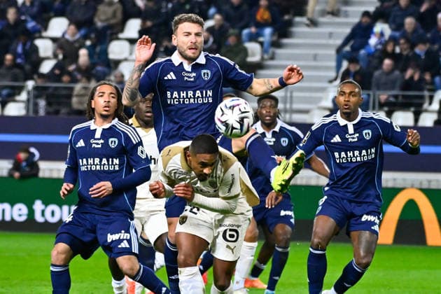 FOOTBALL : Paris FC vs Lens - Ligue 1 - 14 02 2026 Wesley Said ( 22 - Lens ) and Ciro Immobile ( 36 - PFC ) during the Ligue 1 match between Paris FC and RC Lens at Stade Jean Bouin on February 14, 2026 in Paris, France. ( Photo by Federico Pestellini PsnewZ ) - ParisFrance  Copyright: xFedericoxPestellinix
