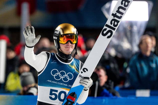 Ski jumping, Skispringen, Ski, nordisch - Milano Cortina 2026 Winter Olympics Day 8 Domen Prevc during Milano Cortina 2026 Winter Olympics Men™s Large Hill Individual competition at Predazzo Ski Jumping Stadium in Predazzo on February 14, 2026 Predazzo Italy  Copyright: xFotoxOlimpikx originalFilename:jastrzebowski-skijumpi260214_npVrD.jpg
