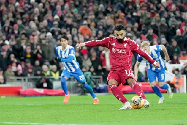Liverpool v Brighton and Hove Albion, Liverpool, UK - 14 Feb 2026 Mohamed Salah of Liverpool scores a goal during the Emirates FA Cup match between Liverpool and Brighton and Hove Albion at Anfield, Liverpool on 14 February 2026 ( Liverpool Anfield Liverpool England Copyright: xHarryxCornish PPAUKx PPA-248566