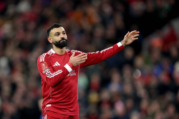 Liverpool v Brighton 14 February 2026, Liverpool - Emirates FA Cup, Fourth Round - Liverpool v Brighton & Hove Albion - Mohamed Salah of Liverpool celebrates after scoring the third goal for his team - Photo: Charlotte Wilson Offside. Liverpool UK Copyright: xCharlottexWilsonx xOffsidexOffside