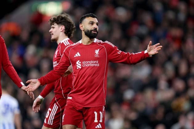Liverpool v Brighton 14 February 2026, Liverpool - Emirates FA Cup, Fourth Round - Liverpool v Brighton & Hove Albion - Mohamed Salah of Liverpool celebrates after scoring the third goal for his team - Photo: Charlotte Wilson Offside. Liverpool UK Copyright: xCharlottexWilsonx xOffsidexOffside