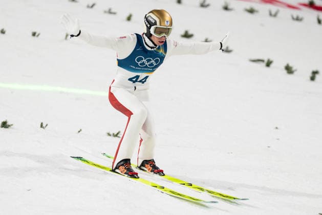 Ski jumping, Skispringen, Ski, nordisch - Milano Cortina 2026 Winter Olympics Day 8 Jan Hoerl during Milano Cortina 2026 Winter Olympics Men™s Large Hill Individual competition at Predazzo Ski Jumping Stadium in Predazzo on February 14, 2026 Predazzo Italy  Copyright: xFotoxOlimpikx originalFilename:jastrzebowski-skijumpi260214_npgI3.jpg
