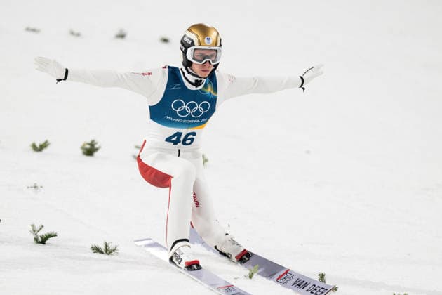 Ski jumping, Skispringen, Ski, nordisch - Milano Cortina 2026 Winter Olympics Day 8 Daniel Tschofenig during Milano Cortina 2026 Winter Olympics Men™s Large Hill Individual competition at Predazzo Ski Jumping Stadium in Predazzo on February 14, 2026 Predazzo Italy  Copyright: xFotoxOlimpikx originalFilename:jastrzebowski-skijumpi260214_npH3r.jpg