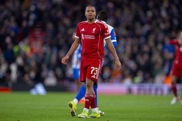 Football - FA Cup - 4th Round - Liverpool FC v Brighton & Hove Albion FC LIVERPOOL, ENGLAND - Saturday, February 14, 2026: Liverpool s Rio Ngumoha during the FA Cup 4th Round match between Liverpool FC and Brighton & Hove Albion at Anfield. (Photo by David Rawcliffe Propaganda) LIVERPOOL Anfield MERSEYSIDE ENGLAND  Copyright: xPropagandaxPhotoxAgencyx P2026-02-14-Liverpool_Brighton-114