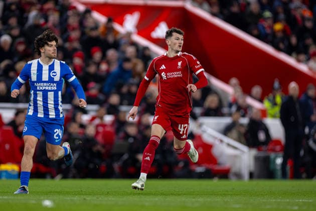 Football - FA Cup - 4th Round - Liverpool FC v Brighton & Hove Albion FC LIVERPOOL, ENGLAND - Saturday, February 14, 2026: Liverpool s Calvin Ramsay during the FA Cup 4th Round match between Liverpool FC and Brighton & Hove Albion at Anfield. (Photo by David Rawcliffe Propaganda) LIVERPOOL Anfield MERSEYSIDE ENGLAND  Copyright: xPropagandaxPhotoxAgencyx P2026-02-14-Liverpool_Brighton-120