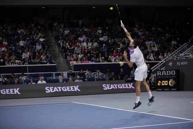 February 14, 2026, Frisco, Texas, USA: MARIN CILIC (CRO) serves during a menÃ¢â‚¬â ¢s singles semifinal match at the 2026 Nexo Dallas Open at The Ford Center at The Star in Frisco, Texas. Taylor Fritz advances to the championship match after defeating Marin Cilic, 7:6, 7:6. Tennis 2026: Dallas Open: Taylor Fritz 7:6, 7:6 Marin Cilic  - ZUMAh193 20260214_zsp_h193_007 Copyright: xDanielxMcGregor-Huyerx