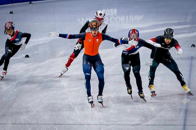 winner Jens van t Wout of the Netherlands celebrates after Men s 1500m Finals, Milano Cortina 2026 Winter Olympics: Day 8, Short Track Speed skating, Eisschnelllauf - Milano Cortina 2026 Winter Olympics: Day 8, Milano Speed Skating Stadium, February 14, 2026, Milan, Italy.