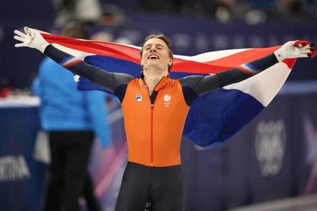 ITALY, MILAN - FEBRUARY 14, 2026: Jens van t Wout of the Netherlands celebrates winning Final A in the men s 1,500m short-track Speed skating, Eisschnelllauf event during the 2026 Winter Olympic Games, Olympische Spiele, Olympia, OS at the Milano Ice Skating Arena 2026 Winter Olympics: Short-Track Speed Skating  - ZUMAt113 20260214_zaa_t113_414 Copyright: xPeterxKovalevx