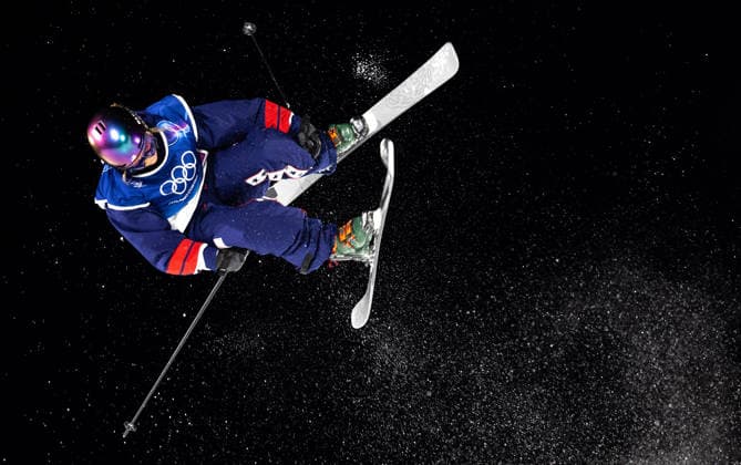 OLYMPICS - Winter Olympic Games, Olympische Spiele, Olympia, OS Milano Cortina 2026 LIVIGNO,ITALY,14.FEB.26 - OLYMPICS, FREE SKI, FREESTYLE SKIING - Winter Olympic Games Milano Cortina 2026, big air, women, qualification. Image shows Grace Henderson (USA).  GEPAxpictures xHaraldxSteiner