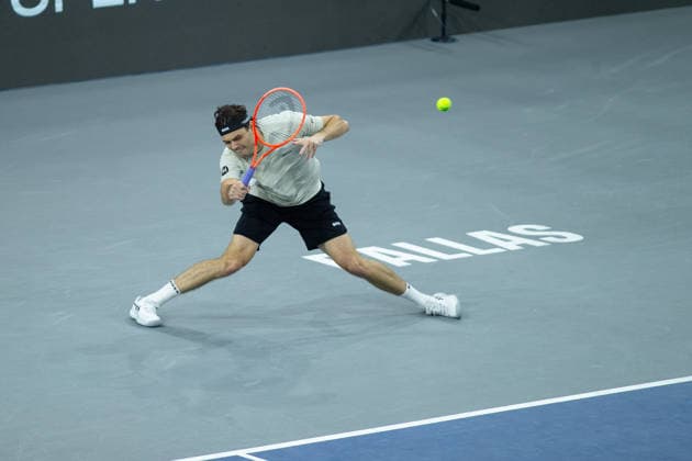 February 14, 2026, Frisco, Texas, USA: TAYLOR FRITZ (USA) uses a forehand during a menÃ¢â‚¬â ¢s singles semifinal match at the 2026 Nexo Dallas Open at The Ford Center at The Star in Frisco, Texas. Taylor Fritz advances to the championship match after defeating Marin Cilic, 7:6, 7:6. Frisco USA - ZUMAh193 20260214_zsp_h193_048 Copyright: xDanielxMcGregor-Huyerx