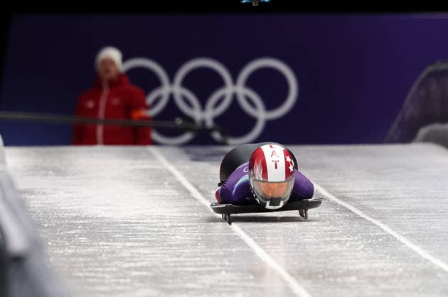 GIOCHI OLIMPICI - Olimpiadi Invernali Milano-Cortina 2026 - Skeleton Women Marta Andzane (LAT) during the Olympic Winter games, Winterspiele,Spiele, Summer games Milano-Cortina 2026, Skeleton Women on February 14, 2026 at Cortina Sliding Center in Cortina d Ampezzo, Italy Cortina D Ampezzo Italy  Copyright: xIPAxSport ABACAx