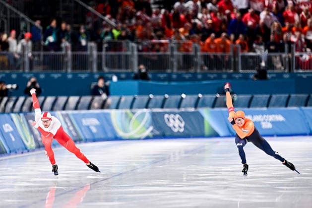 Piotr MICHALSKI (POL) vs Joep WENNEMARS (NED), during Speed skating, Eisschnelllauf Men s 500m, Speed Skating, at the Olympic Winter games, Winterspiele,Spiele, Summer games Milano Cortina 2026, at Milano Speed Skating Stadium, on February 14, 2026 in Milan, Italy. Noxthirdxpartyxsales  aflo_319873030