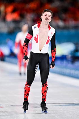 Ziwen LIAN (CHN) vs Cedrick BRUNET (CAN), during Speed skating, Eisschnelllauf Men s 500m, Speed Skating, at the Olympic Winter games, Winterspiele,Spiele, Summer games Milano Cortina 2026, at Milano Speed Skating Stadium, on February 14, 2026 in Milan, Italy. Noxthirdxpartyxsales  aflo_319873475
