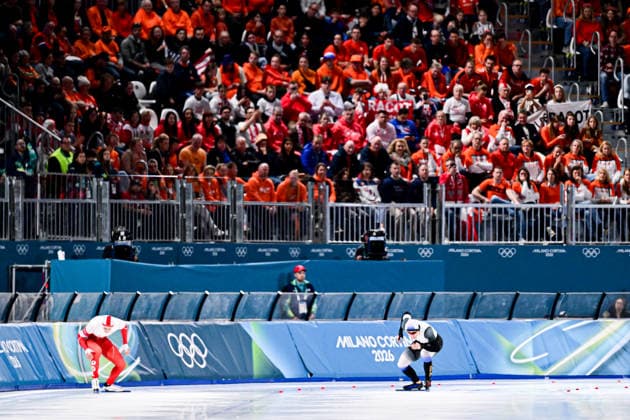 Tatsuya SHINHAMA (JPN) vs Marek KANIA (POL), during Speed skating, Eisschnelllauf Men s 500m, Speed Skating, at the Olympic Winter games, Winterspiele,Spiele, Summer games Milano Cortina 2026, at Milano Speed Skating Stadium, on February 14, 2026 in Milan, Italy. Noxthirdxpartyxsales  aflo_319874039
