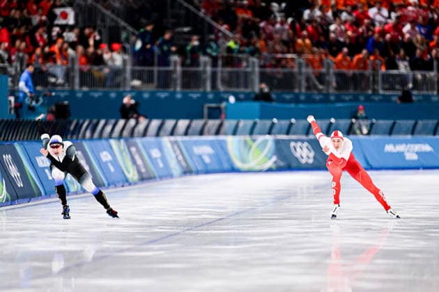 Tatsuya SHINHAMA (JPN) vs Marek KANIA (POL), during Speed skating, Eisschnelllauf Men s 500m, Speed Skating, at the Olympic Winter games, Winterspiele,Spiele, Summer games Milano Cortina 2026, at Milano Speed Skating Stadium, on February 14, 2026 in Milan, Italy. Noxthirdxpartyxsales  aflo_319874368