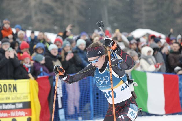 Franziska Preuß (GER) competes in the Womens 7.5 km Sprint biathlon event at the Olympic Winter games, Winterspiele,Spiele, Summer games Milano Cortina 2026 at the Südtirol Arena, Antholz-Anterselva, Italy, on February 14, 2026. Franziska Preuß (GER) beim 7,5-km-Sprint der Frauen im Biathlon bei den Olympischen Winterspielen Milano Cortina 2026 in der Südtirol Arena, Antholz-Anterselva, Italien, am 14. Februar 2026. *** Franziska Preuß GER competes in the Womens 7 5 km Sprint biathlon event at the Olympic Winter Games Milano Cortina 2026 at the Südtirol Arena, Antholz Anterselva, Italy, on February 14, 2026 Franziska Preuß GER competes in the Womens 7.5 km Sprint biathlon event at the Olympic Winter Games Milano Cortina 2026 at the Südtirol Arena, Antholz Anterselva, Italy, on February 14, 2026 Copyright: HMBxMedia MarcxNiemeyer