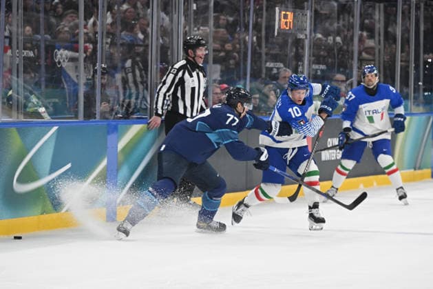 Ice hockey, Eishockey - Milano Cortina 2026 Winter Olympics: Day 8 Niko Mikkola (FIN) and Dustin Gazley (ITA) participate in the Winter Olympic Games, Olympische Spiele, Olympia, OS at the Milano Santagiulia IHO Arena in Milano, Italy, on February 14, 2026. Milano Lombardia Italy  Copyright: xFedericoxManonix originalFilename:manoni-olympics260214_np6Kw.jpg