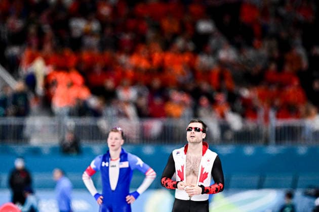 Laurent DUBREUIL (CAN) vs Cooper McLEOD (USA), during Speed skating, Eisschnelllauf Men s 500m, Speed Skating, at the Olympic Winter games, Winterspiele,Spiele, Summer games Milano Cortina 2026, at Milano Speed Skating Stadium, on February 14, 2026 in Milan, Italy. Noxthirdxpartyxsales  aflo_319874824