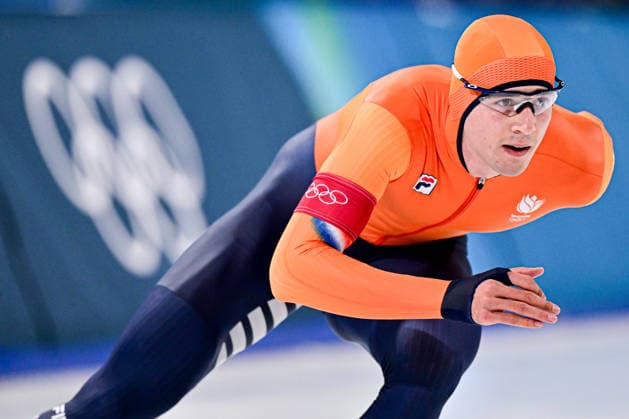 Jordan STOLZ (USA) vs Jenning de BOO (NED), during Speed skating, Eisschnelllauf Men s 500m, Speed Skating, at the Olympic Winter games, Winterspiele,Spiele, Summer games Milano Cortina 2026, at Milano Speed Skating Stadium, on February 14, 2026 in Milan, Italy. Noxthirdxpartyxsales  aflo_319875582