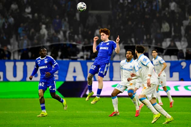 FOOTBALL : Olympique de Marseille VS RC Strasbourg Alsace - Ligue 1 McDonald s - 14 02 2026 Valentin Barco (RCSA) - Ligue 1 McDonald™s match between Olympique de Marseille and RC Strasbourg Alsace on February 14, 2026 at the Orange Velodrome Stadium in Marseille. MarseilleFrance  Copyright: xWilliamxCannarellax